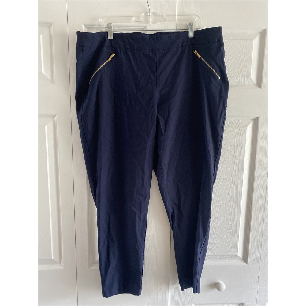 Nanette Nanette Lepore‎ Ankle Pants Womens Size 3X Navy Gold Zip Career Stretch